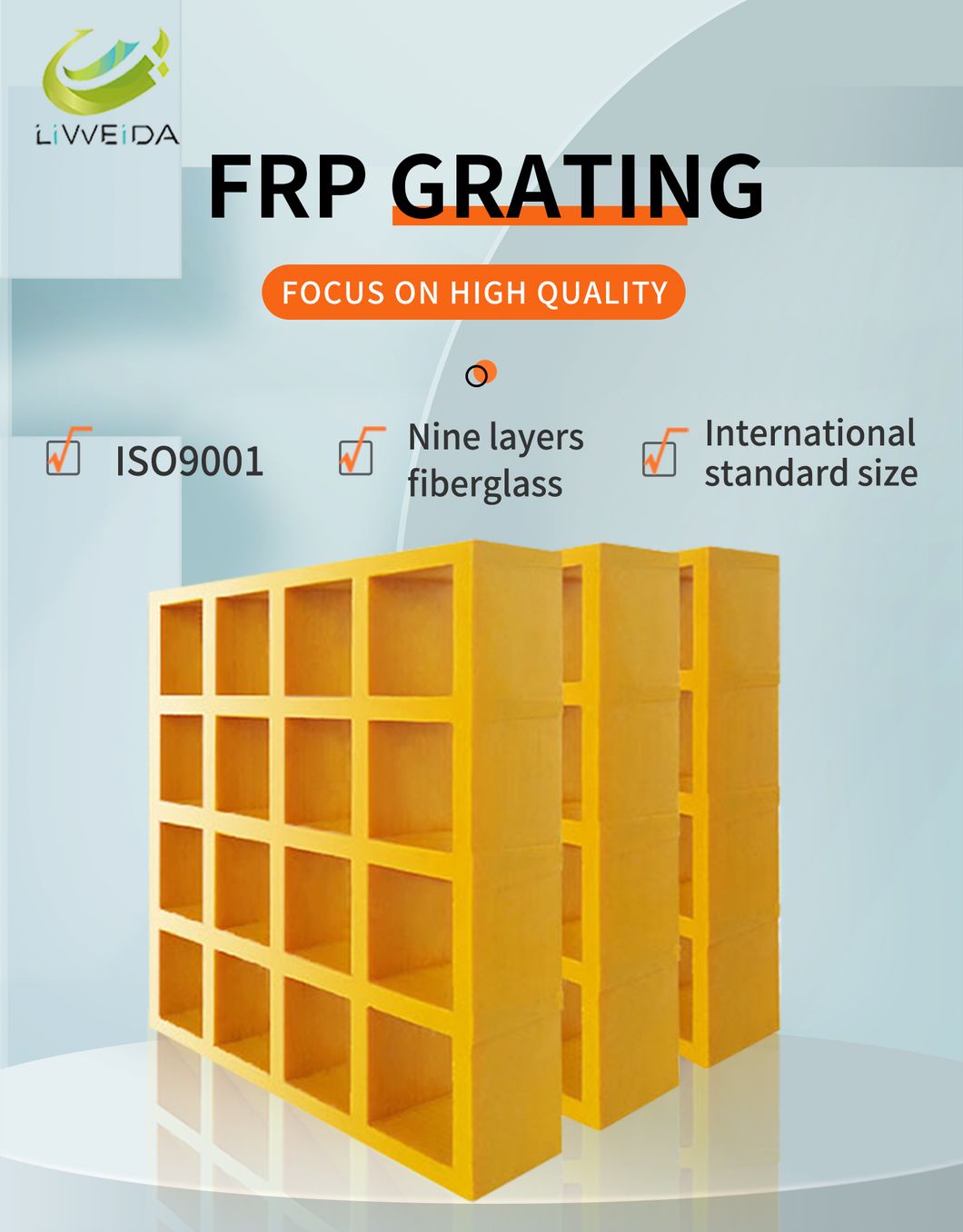 Acidproof Fiberglass FRP Phenolic Grating Non-Conducting Molded Pultruded Grating with High Quality