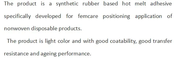 High Quality Odorless Positioning Glue Lady Napkins Sanitary Napkins Hot Melt Adhesive