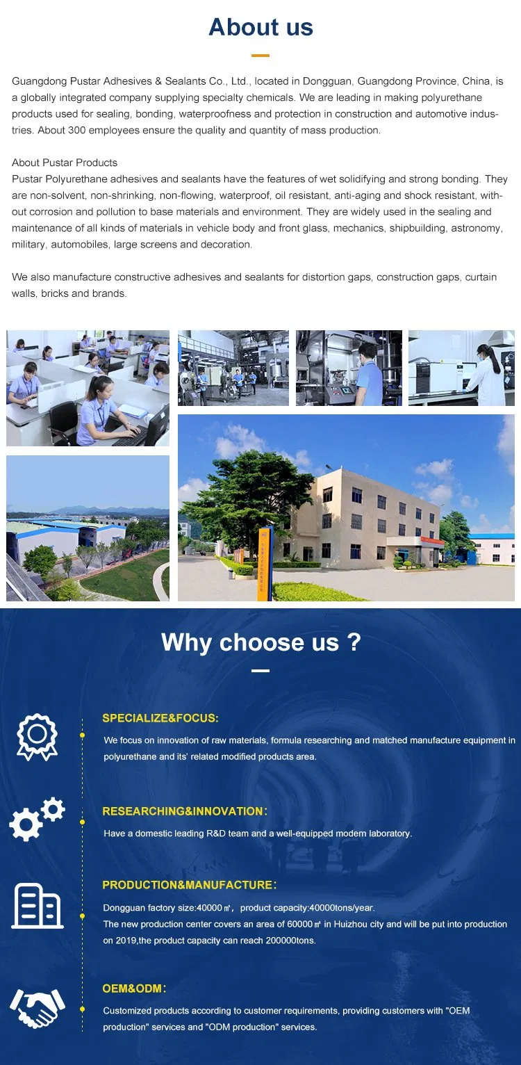 High Strength PU Sealant for Windshield Car Glass Bonding Urethane Adhesive