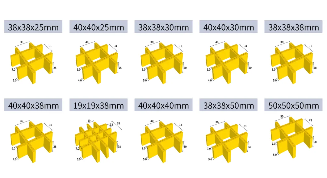 Non-Conducting Fiberglass FRP Deck Grates Slip Resistant FRP Flooring Grating for Transformer Substation