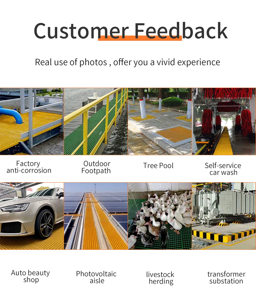 Non-Conducting Fiberglass FRP Deck Grates Slip Resistant FRP Flooring Grating for Transformer Substation