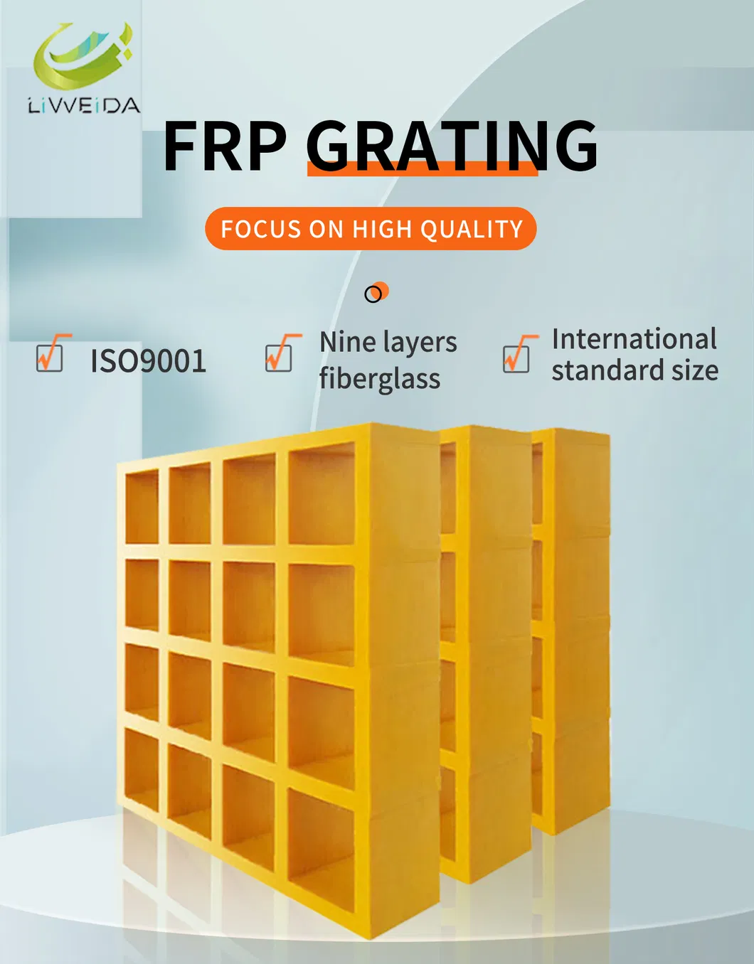 Non-Conducting Fiberglass FRP Deck Grates Slip Resistant FRP Flooring Grating for Transformer Substation