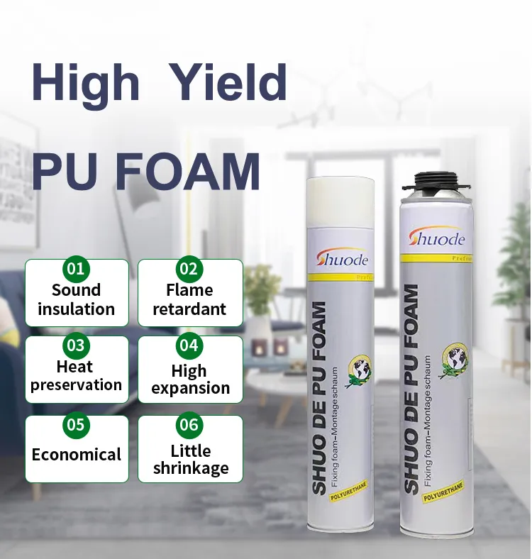 PU-Fa3+750ml Supplied From Shuode Factory High Density 100% White PU Foam Spray