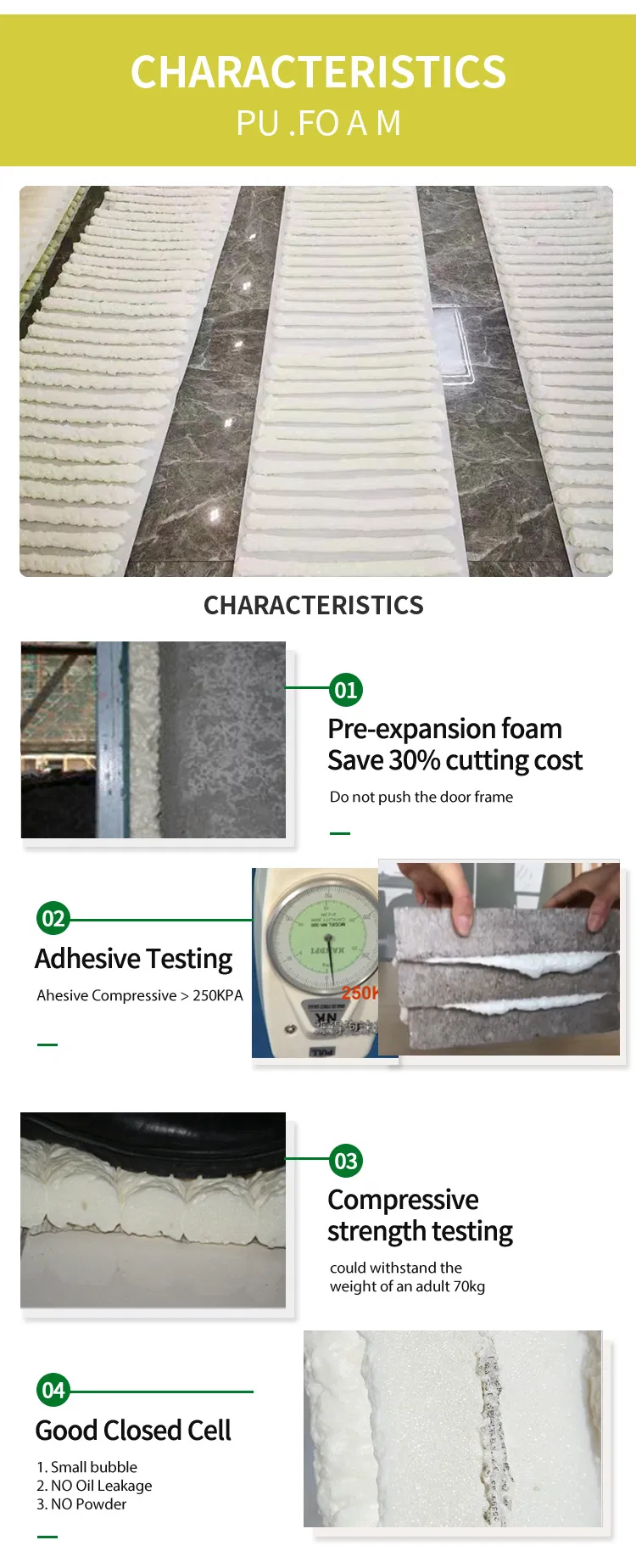 PU-Fa3+750ml Supplied From Shuode Factory High Density 100% White PU Foam Spray