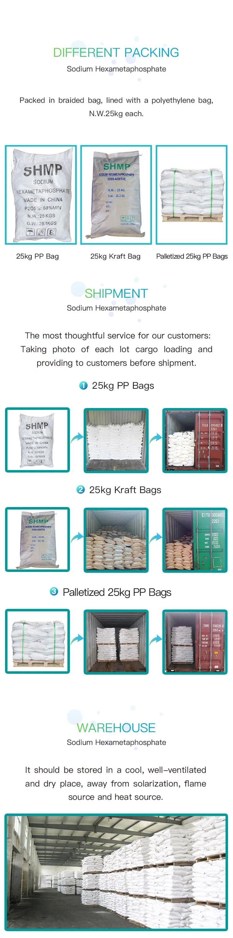 Sodium Hexametaphosphate 68% Min Industrial Food Grade Powder 10124-56-8 68915-31-1 Price Sodium Hexametaphosphate