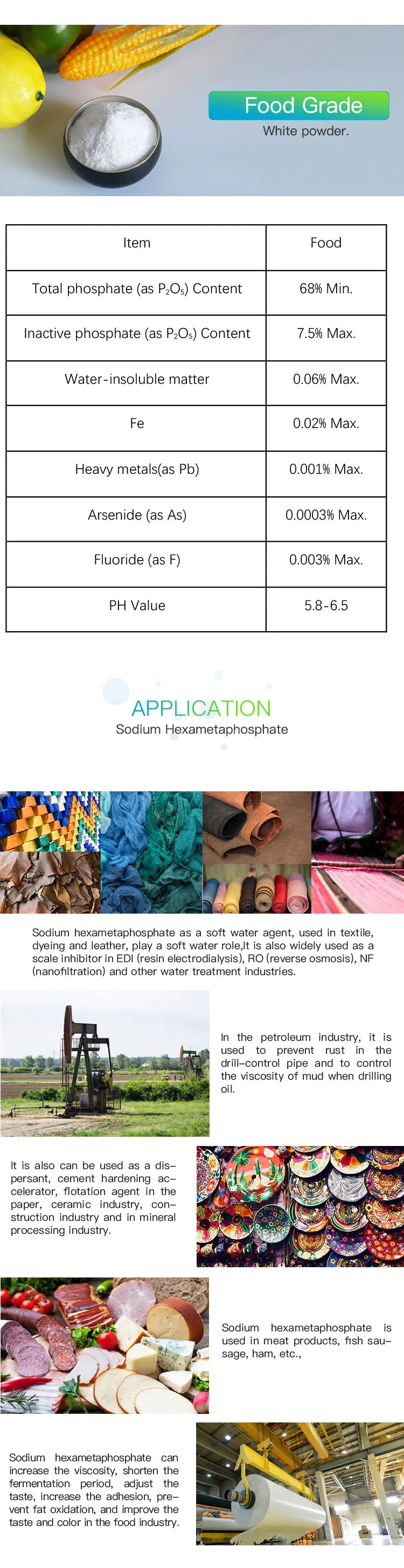 Sodium Hexametaphosphate Industrial Food Gradepowder Price 10124-56-8 68915-31-1 Sodium Hexametaphosphate