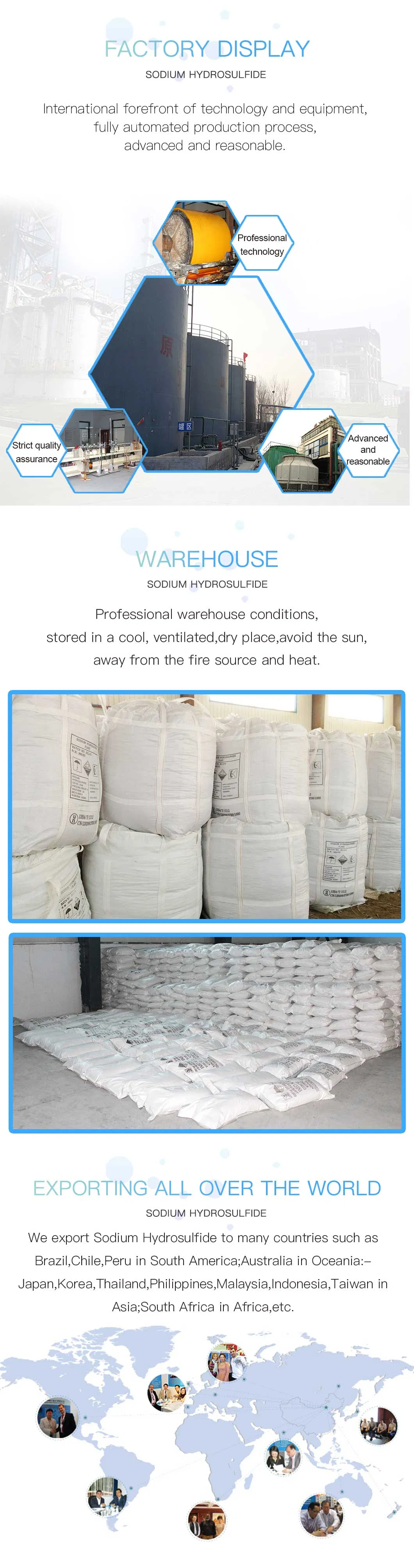 Sodium Hydrosulfide Flake Price 16721-80-5 70% Nahs Solid Sodium Hydrosulphide Sodium Hydrosulfide