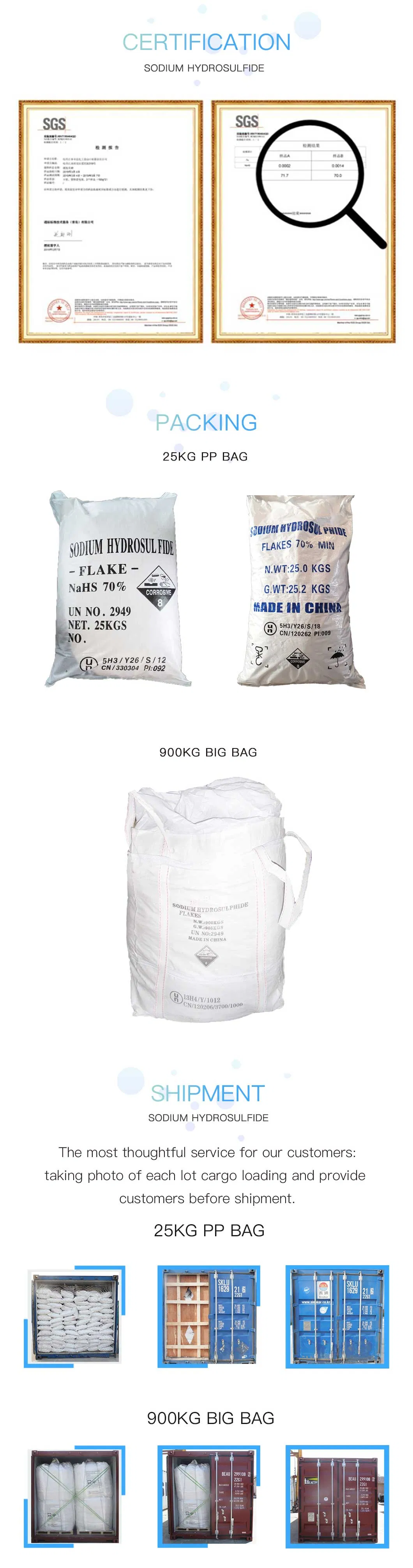 Sodium Hydrosulfide Flake Price 16721-80-5 70% Nahs Solid Sodium Hydrosulphide Sodium Hydrosulfide