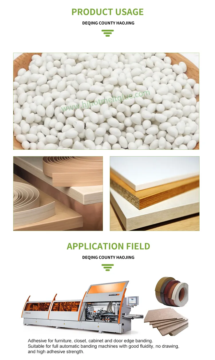 Woodworking Hot Melt Adhesive Glue for PVC Edge Banding Tape in High-Temperature